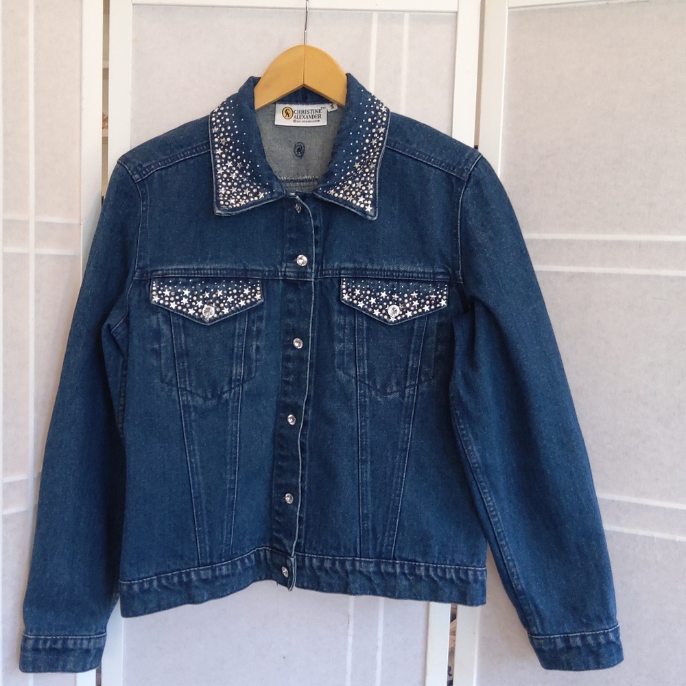 Christine Alexander Sparkling Blue Silver Jean Jacket